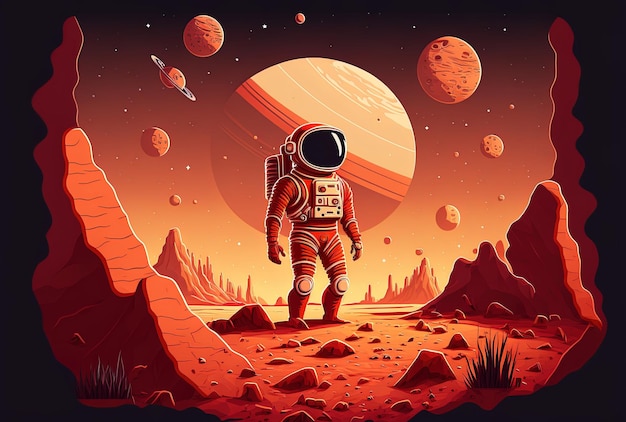 Mars w kosmosie na ilustracji