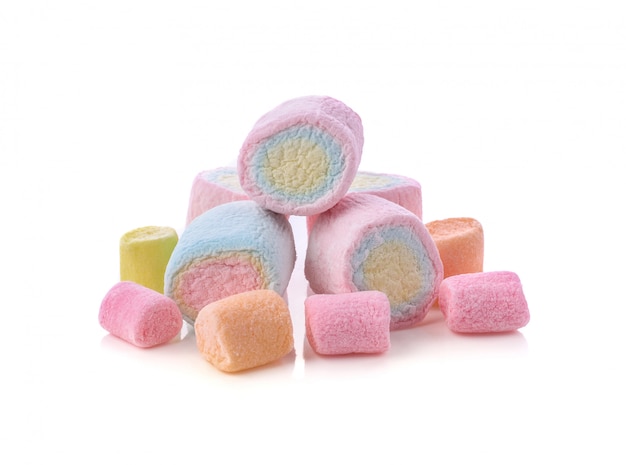 Marshmallows odizolowywający na białym tle.