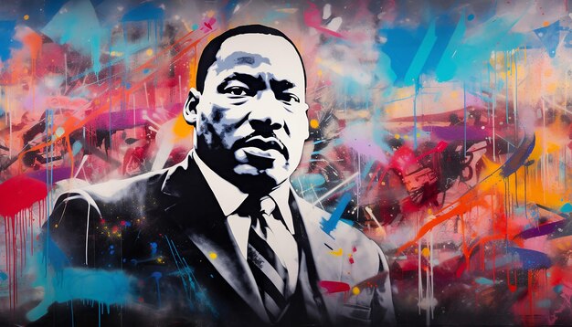 Zdjęcie martin luther king graffiti styl sztuki ubrania uliczne