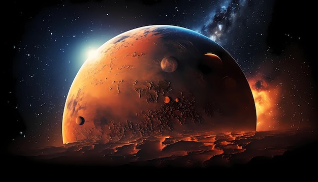 Martwa czerwona planeta mars w otwartej przestrzeni