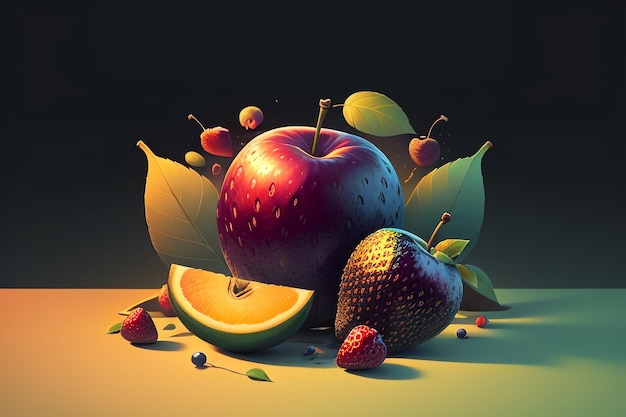 Zdjęcie martwa natura jabłko owoce kreatywny plakat okładka baner tapeta tło projekt sztuka