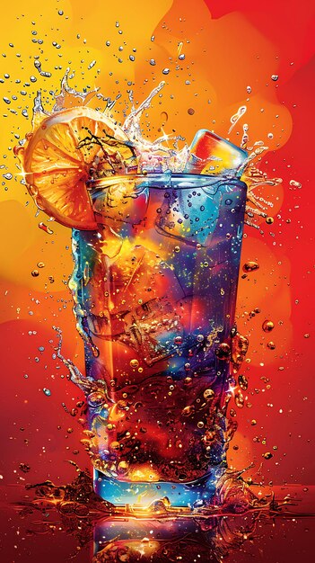 Masala Soda Drink Poster z przyprawami i gazowanymi bąbelkami Brigh Ilustracja Żywność Pij Indyjskie smaki