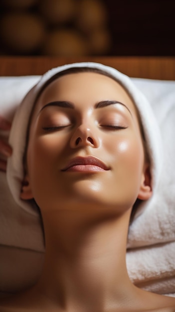 Maska do peelingu twarzy, zabiegi kosmetyczne, pielęgnacja skóry Kobieta korzystająca z pielęgnacji twarzy przez kosmetykę w spa