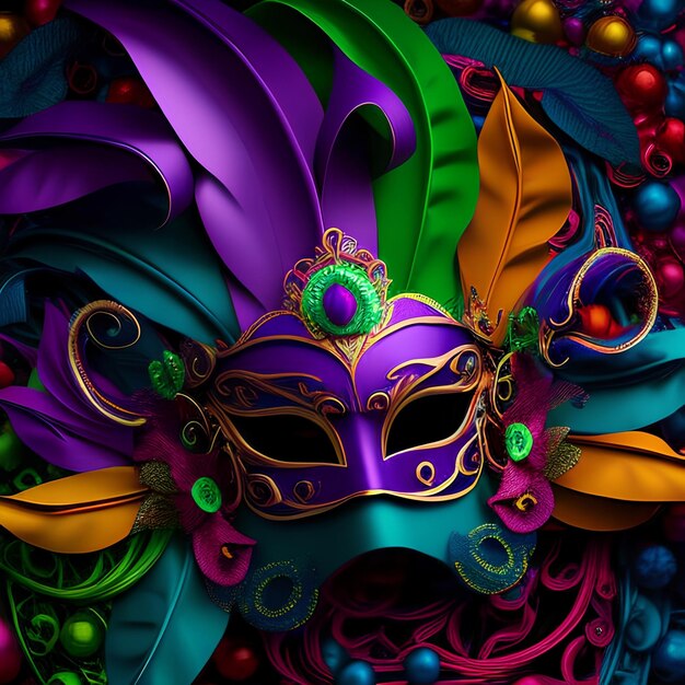 Zdjęcie maska karnawałowa mardi gras sztuka generatywna ai