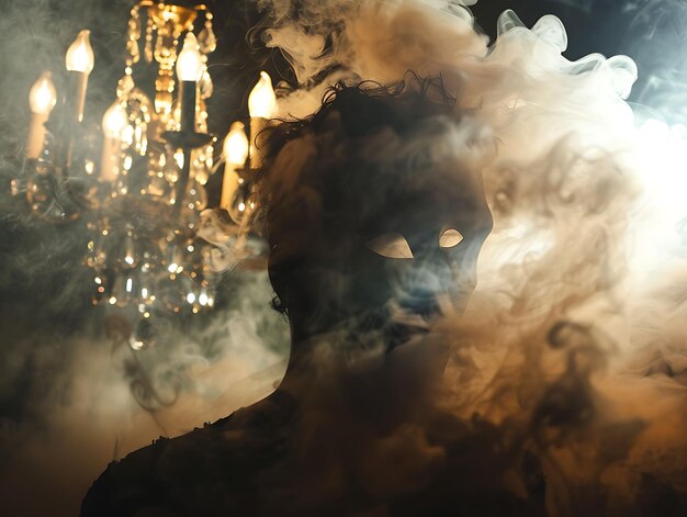Maskaradowy dym z tajemniczym dymem i czarnym kolorem Dym świecący teksturą Y2K Collage Light Art