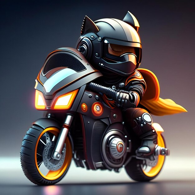 Maskotka motocyklisty na futurystycznym motocyklu Generacyjna AI
