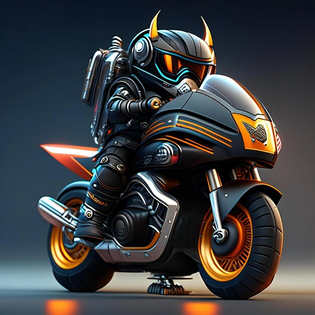 Maskotka motocyklisty na futurystycznym motocyklu Generative AI