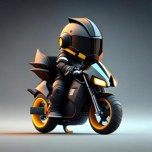 Maskotka motocyklisty na futurystycznym motocyklu Generative AI