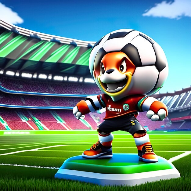 Zdjęcie maskotka piłkarska w 3d generatywna sztuczna inteligencja