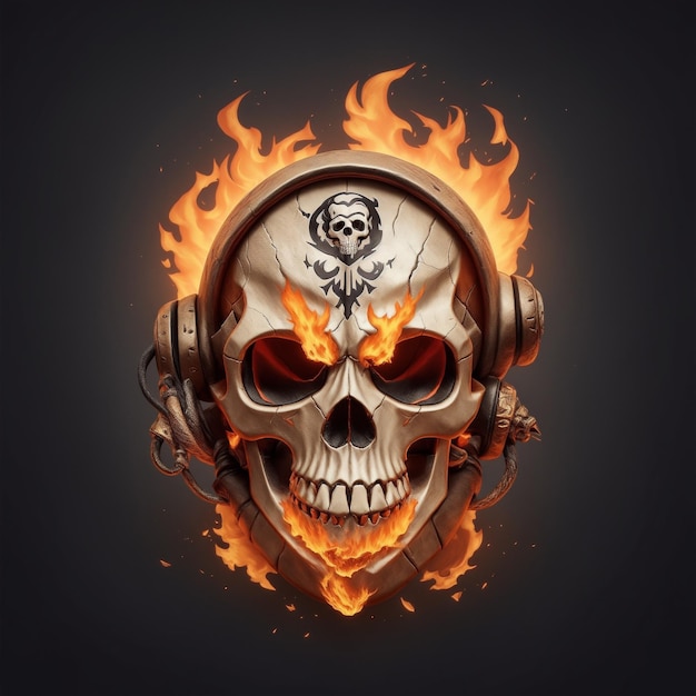 maskotka skull fire i logo gier esport wygenerowane przez sztuczną inteligencję