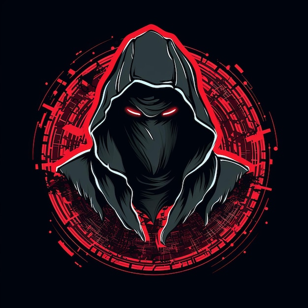 maskotka z logo hakera z kapturem