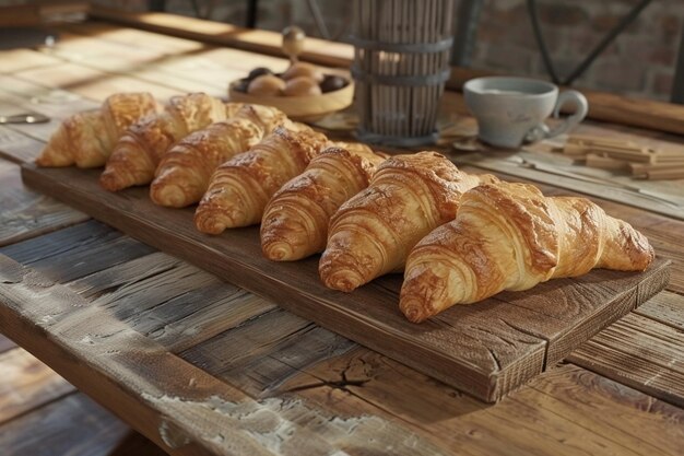 Masłowe croissanty doskonale prezentowane na drewnie