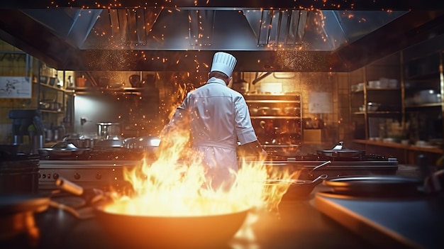 Master Chef tworzący kulinarną magię w kuchni restauracji Generacyjna sztuczna inteligencja