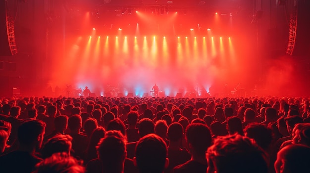 Masywne światełka na scenie imprezy, koncert na żywo, letni festiwal muzyczny.