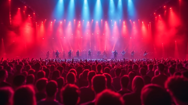 Masywne światełka na scenie imprezy, koncert na żywo, letni festiwal muzyczny.