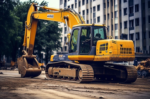 Zdjęcie maszyny budowlane do budowy dróg na budowie autostrad