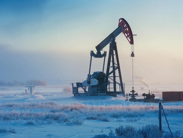 Maszyny do wiercenia ropy naftowej w śniegu