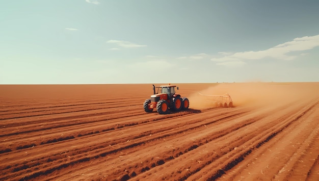 Materiał filmowy z drona przedstawiający traktor orający pole