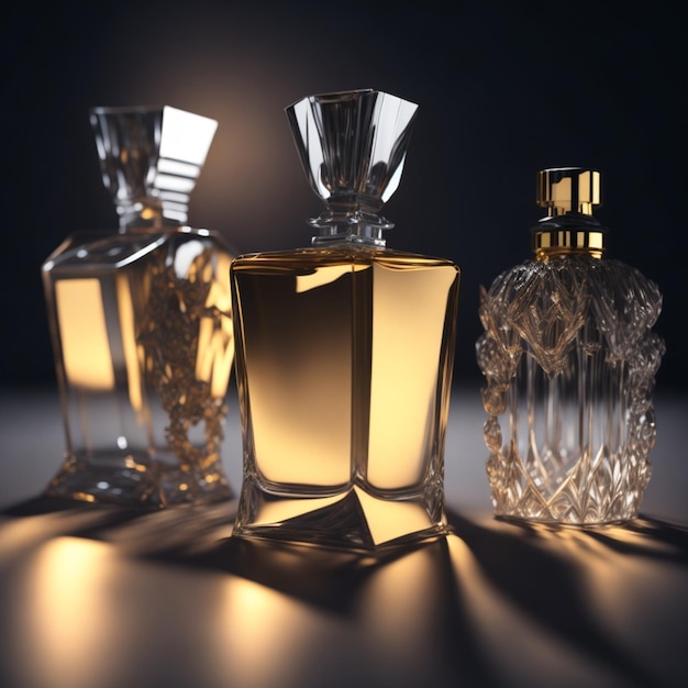Zdjęcie materiał szklany parfum hd 11 światło i cień rendering rendering produktu
