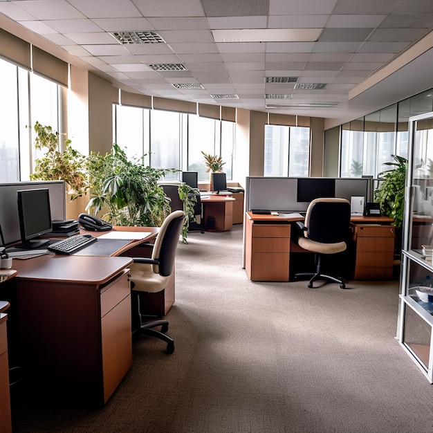 Materiały biurowe z powłoką nowoczesnej przestrzeni biurowej do pracy w pozytywnej energii