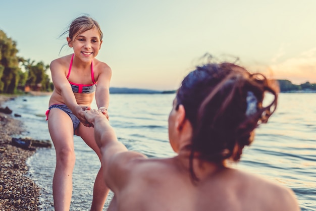 Matka I Córka Na Plaży