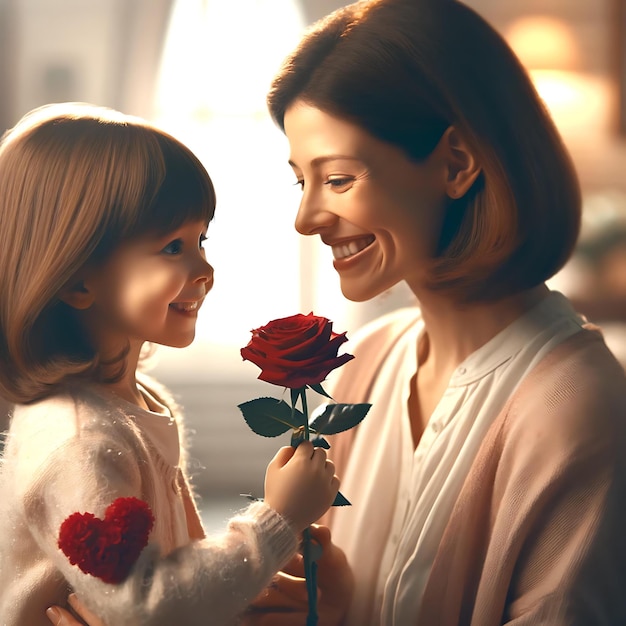 Matka i córka spotykają się z różą