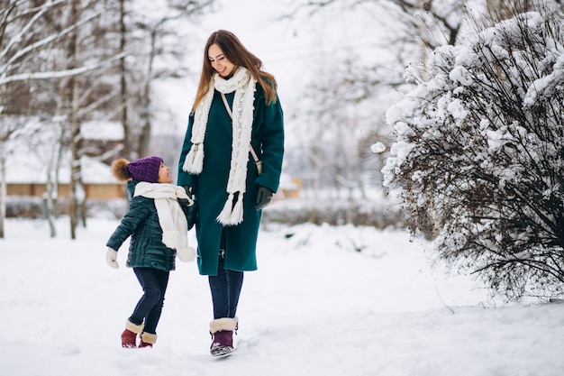 Matka i córka w winter park