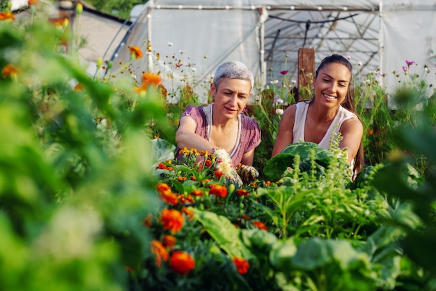 Matka i córka wspólnie uprawiają ogród Odkrywanie i nauczanie ogrodnictwa