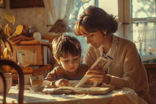 Matka i syn tworzą nostalgiczny kolaż zdjęć dla