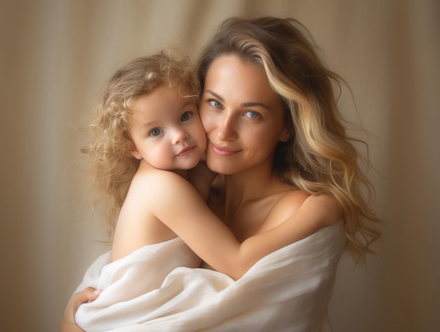 Matka trzyma swoje dziecko Zbliżenie Zdjęcie AI wygenerowane
