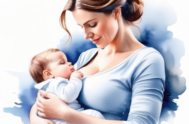 Matka uściskająca dziecko Młoda piękna kobieta trzymająca nowo narodzonego na rękach Macierzyństwo karmienie piersią