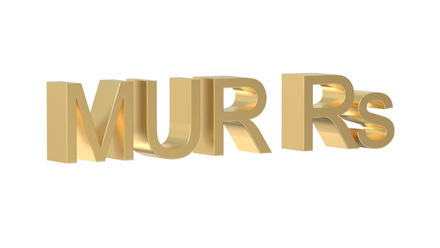 Mauritius Rupia symbol waluty Mauritiusa w złotym 3d