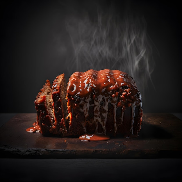 Meatloaf na czarnym tle fotografii żywności