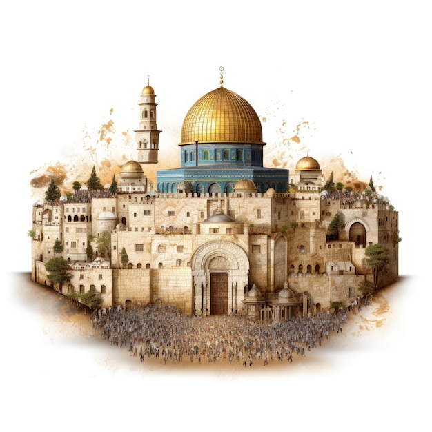 Meczet Al-Aqsa Dome of the Rock w Starym Mieście Jerozolimy AL Quds 3d rendering