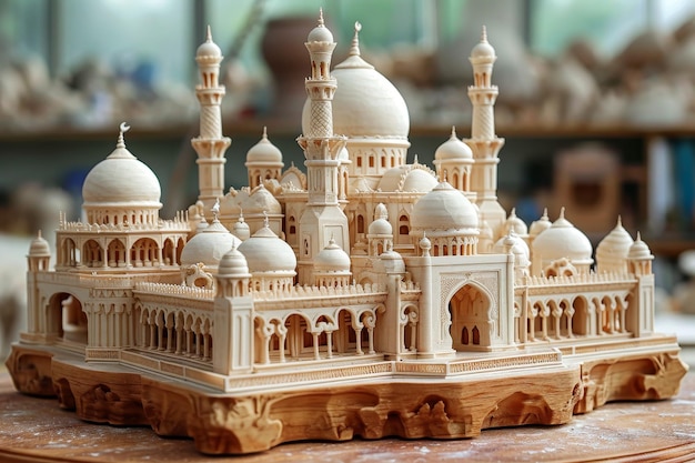 Meczet dworski z profesjonalną fotografią miniaturowych rzeźb z gliny