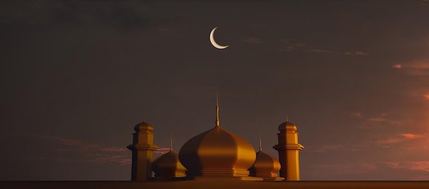 Meczet islamski tło dla ramadan i eid pozdrowienie 3d ilustracja