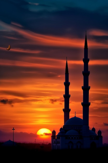 Meczet w Stambule o zachodzie słońca w Turcji