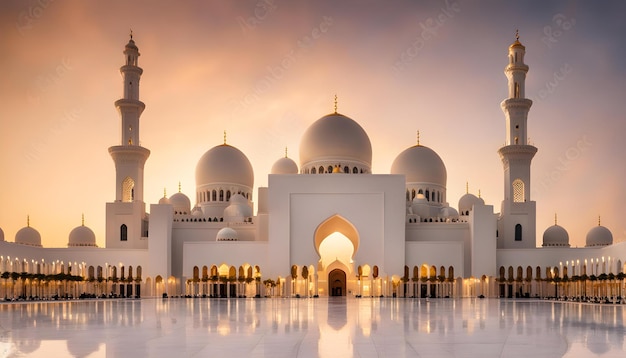 meczet z wieloma świecami przed nim