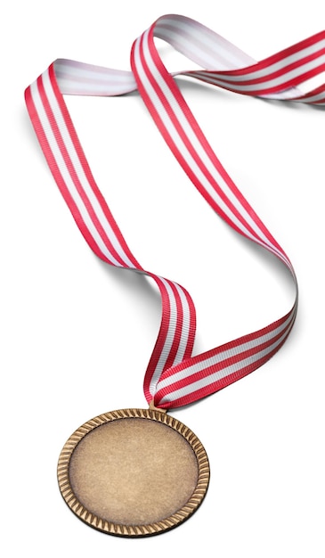 Zdjęcie medal ze wstążką na białym tle