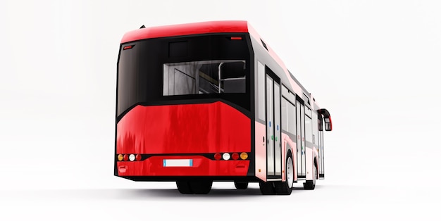 Mediun miejski czerwony autobus na białym tle na białym tle. renderowania 3D.