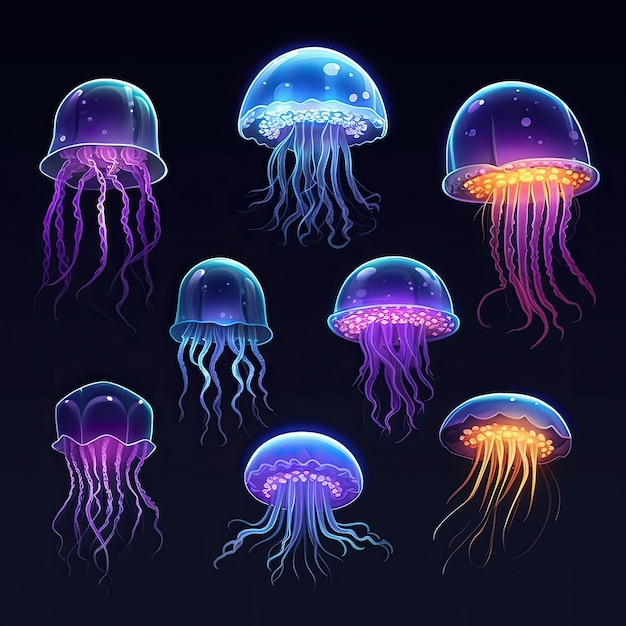 meduza akwariowa podwodna sztuczna inteligencja wygenerowana życie zwierzęce dzika przyroda wodna tropikalna tło akwariowa meduza podwodna ilustracja