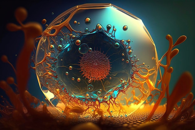 Zdjęcie medyczna ilustracja komórek bakteryjnych, kreatywna ai
