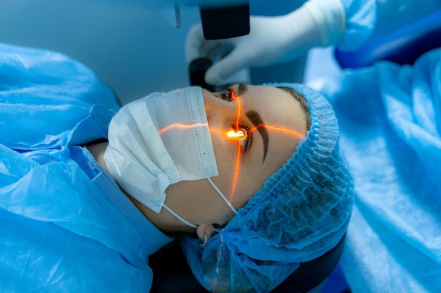 Zdjęcie medyczna korekcja laserowa oka. operacja oka w technologii medycyny.