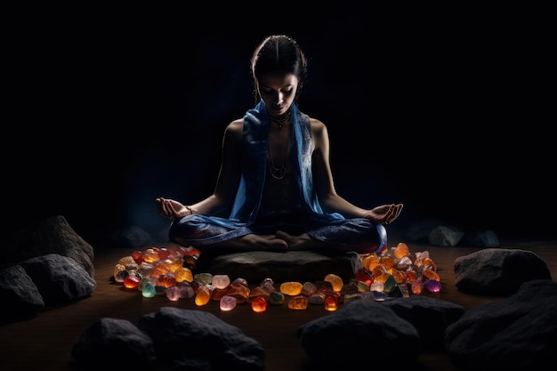 Medytacja buddyzmu ludzkiej czakry Odnosi się do punktów energetycznych w twoim ciele Terapie czakrami joga uzdrawianie Dyski wirującej energii do niektórych wiązek nerwowych i głównych narządów Generacyjna sztuczna inteligencja