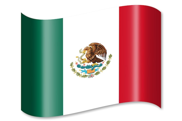 Meksyk macha flagą kraju na białym tle