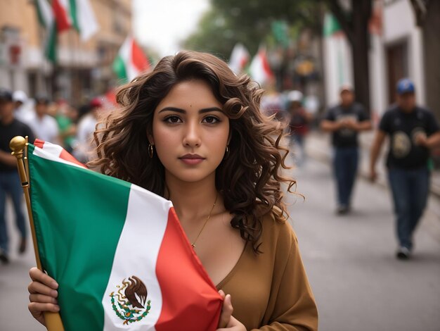 Zdjęcie meksykańscy fani piłki nożnej trzymający flagi i trąbki, aby świętować w mexico city