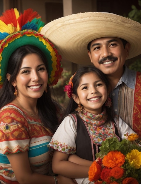 Meksykańska rodzina świętuje szczęśliwy dzień