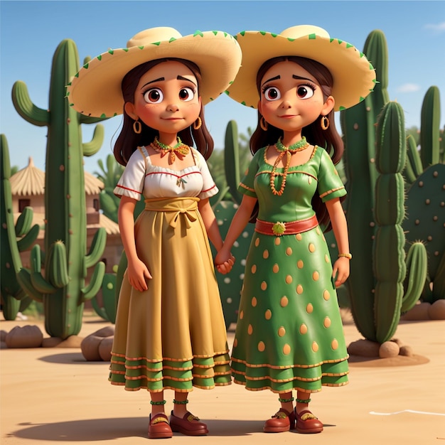 Meksykańska rodzina ubrana w tradycyjny meksykański kostium