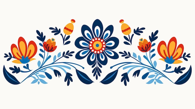 Meksykańska sztuka ludowa styl wektor kwiatowy kartkę z życzeniami kwadratowy projekt retro żywy wzór inspirowany
