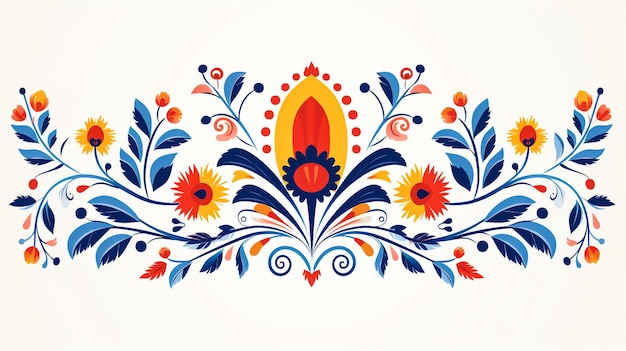 Meksykańska sztuka ludowa styl wektor kwiatowy kartkę z życzeniami kwadratowy projekt retro żywy wzór inspirowany